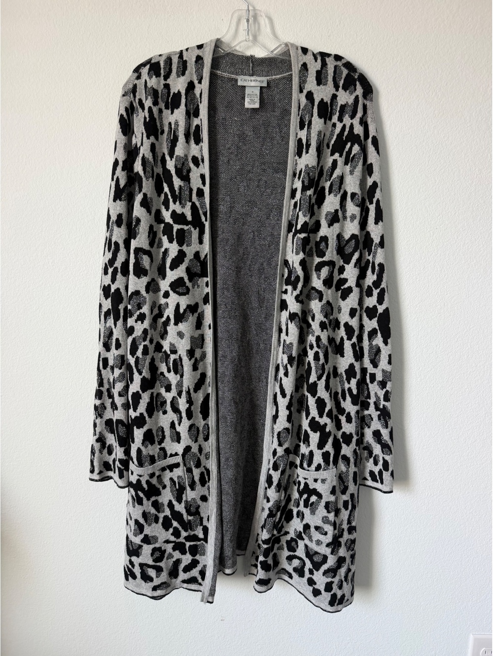 Catherines Gray/Black Long Sleeve Open Front Cardigan Sweater Women's Size 3X